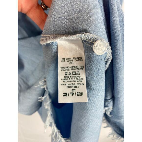 Splendid Indigo Chambray Raw Hem Dress XS - Picture 4 of 5